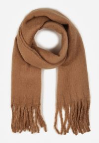 Born2be - Brązowy Szalik z Frędzlami Owedarria. Okazja: na co dzień. Kolor: brązowy. Materiał: dresówka, jeans. Styl: casual, elegancki #3