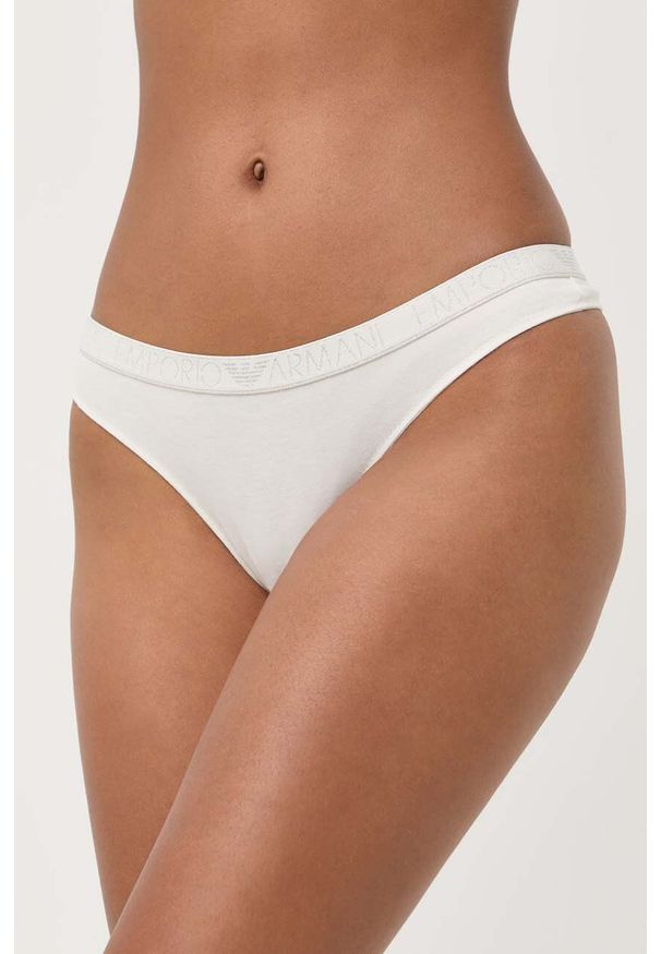 Emporio Armani Underwear stringi 2-pack kolor beżowy. Kolor: beżowy. Materiał: materiał