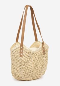 Born2be - Beżowa Torebka na Ramię z Plecionki w Stylu Boho Liramirae. Kolor: beżowy. Sezon: lato. Styl: boho. Rodzaj torebki: na ramię #3