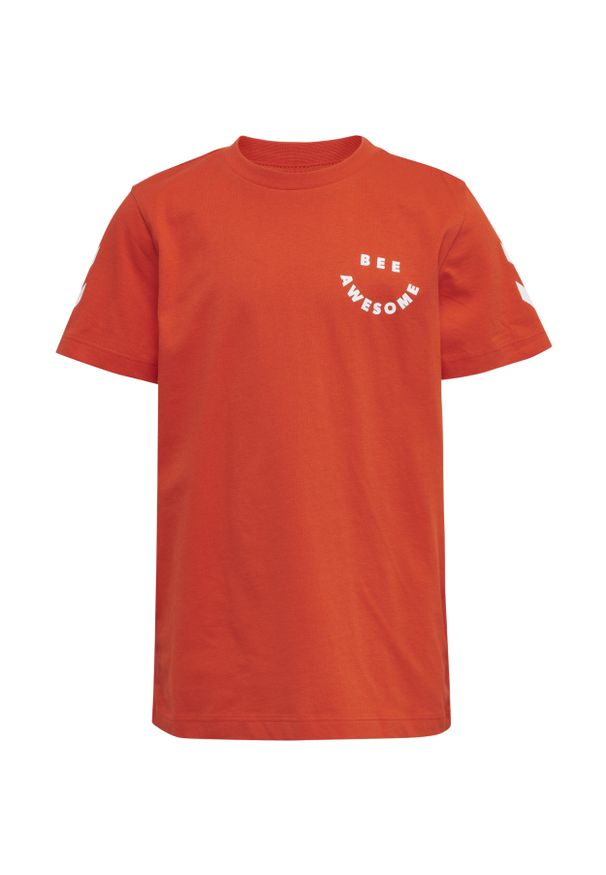 Koszulka dla dzieci Hummel Optimism. Kolor: czerwony. Materiał: bawełna. Wzór: aplikacja, napisy