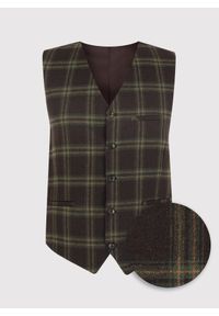 Pako Lorente - Brązowa kamizelka męska w kratę P22WP-8X-039-A-S. Okazja: na co dzień. Kolor: brązowy. Materiał: wełna. Sezon: zima, jesień. Styl: casual #1