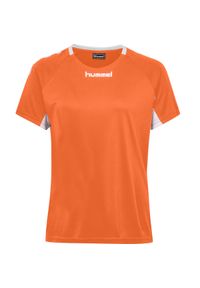 Koszulka sportowa z krótkim rękawem damska Hummel Core Team Jersey Woman S/S. Kolor: wielokolorowy, pomarańczowy, czarny. Materiał: jersey. Długość rękawa: krótki rękaw. Długość: krótkie