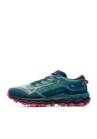 Buty do biegania damskie Mizuno Wave Daichi 7. Zapięcie: sznurówki. Kolor: zielony, niebieski. Materiał: guma, materiał, tkanina, syntetyk. Szerokość cholewki: normalna. Model: Mizuno Wave