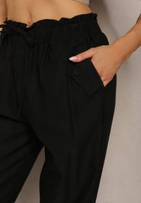 Renee - Czarne Spodnie Paper Bag z Elastyczną Talią i Sznurkiem Klemiordia. Kolor: czarny #3