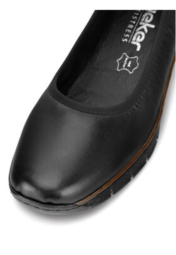 Rieker Baleriny 53755-00 Czarny. Kolor: czarny. Materiał: skóra