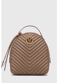 Pinko plecak skórzany Answear Exclusive damski kolor brązowy mały gładki. Kolor: brązowy. Materiał: skóra. Wzór: gładki #1