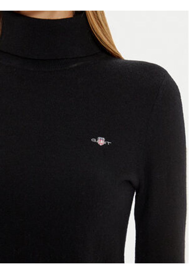 GANT - Gant Golf 4805263 Czarny Regular Fit. Typ kołnierza: golf. Kolor: czarny. Materiał: wełna