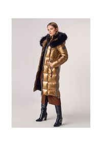 Ochnik - Puchowa kurtka damska z futrzanym obszyciem. Kolor: żółty. Materiał: nylon. Sezon: lato, jesień, zima. Styl: sportowy, elegancki #7