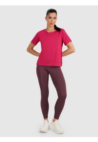 4f - 4F Koszulka treningowa regular szybkoschnąca damska - różowa L. Kolor: różowy. Materiał: poliester, włókno, materiał, elastan. Długość rękawa: krótki rękaw. Długość: krótkie. Wzór: gładki, ze splotem. Sport: fitness #2