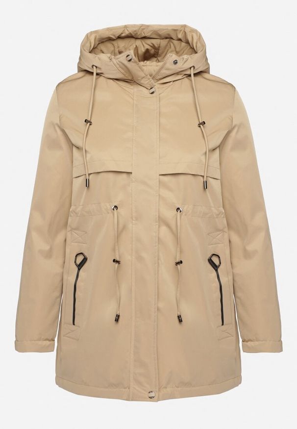 Born2be - Ciemnobeżowa Kurtka Dwustronna Parka z Kapturem Lannaria. Typ kołnierza: kaptur. Kolekcja: plus size. Kolor: beżowy. Wzór: gładki