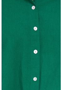 Answear Lab Koszula z domieszką lnu damska kolor zielony relaxed z kołnierzykiem klasycznym. Typ kołnierza: kołnierzyk klasyczny. Kolor: zielony. Materiał: len. Styl: wakacyjny, klasyczny #5