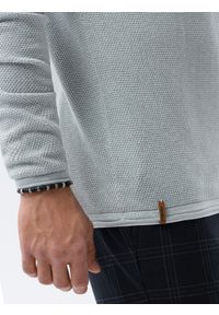 Ombre Clothing - Sweter męski E121 - jasnoszary/melanżowy - XXL. Okazja: na co dzień. Kolor: szary. Materiał: bawełna. Wzór: melanż. Styl: casual, klasyczny, elegancki #3
