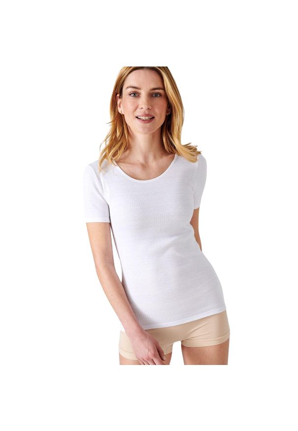 DAMART - Koszulka damska Damart Thermolactyl. Kolor: biały. Materiał: skóra