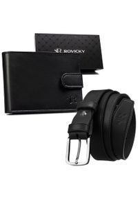 ROVICKY - Zestaw prezentowy Rovicky R-N003L-120-PU03 czarny. Kolor: czarny. Materiał: skóra ekologiczna, jeans