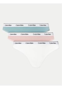 Calvin Klein Underwear Komplet 3 par stringów Thong 3Pk 000QD5209E Kolorowy. Materiał: bawełna. Wzór: kolorowy