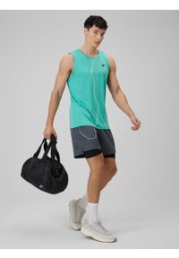 4f - 4F Koszulka treningowa regular szybkoschnąca męska - turkusowa S. Kolor: turkusowy. Długość rękawa: bez rękawów. Sport: fitness #2