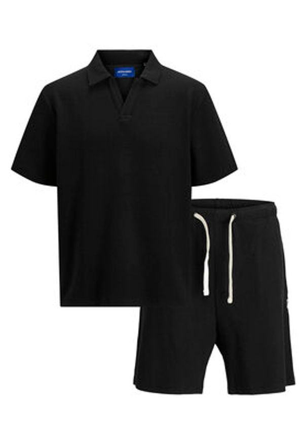 Jack & Jones Komplet polo i spodenki Slington 12281841 Czarny Relaxed Fit. Kolor: czarny. Materiał: bawełna