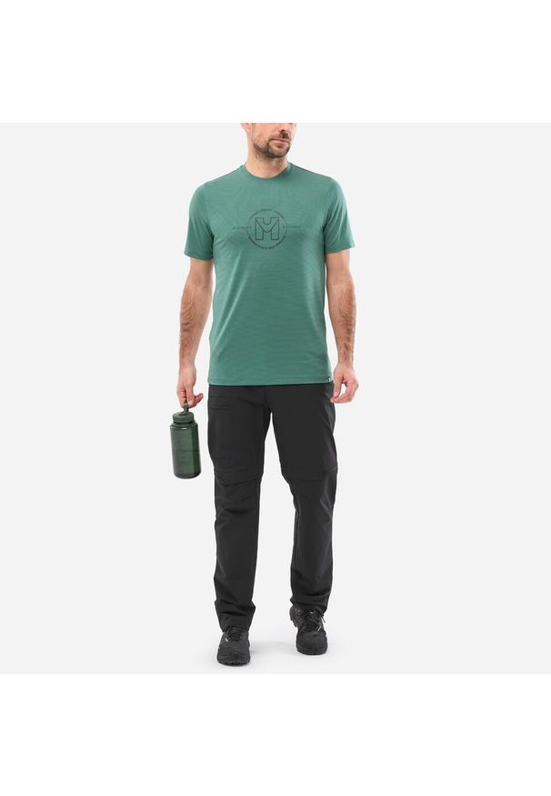 Koszulka męska z krótkim rękawem Millet Ubic Light Ts Ss M active fit. Kolor: zielony. Materiał: tkanina, mesh. Długość rękawa: krótki rękaw. Długość: krótkie. Wzór: nadruk. Sport: turystyka piesza