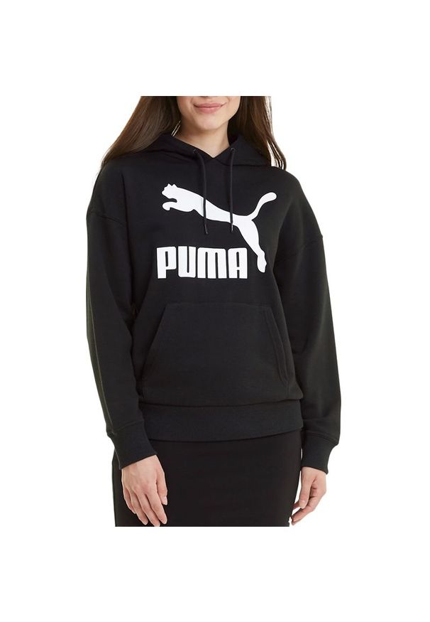 Bluza Puma Classics Logo 53007401 - czarna. Kolor: czarny. Materiał: materiał, bawełna, poliester. Wzór: aplikacja. Styl: klasyczny, sportowy