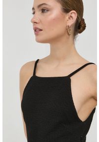 Guess sukienka kolor czarny mini dopasowana. Kolor: czarny. Materiał: dzianina. Typ sukienki: dopasowane. Długość: mini #2