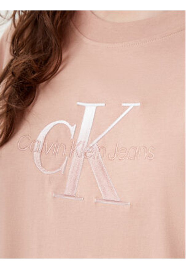 Calvin Klein Jeans T-Shirt Monologo J20J224798 Beżowy Relaxed Fit. Kolor: beżowy. Materiał: bawełna