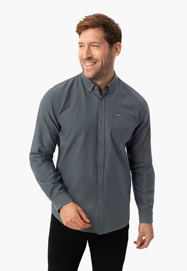 Volcano - Koszula z długim rękawem, Regular Fit, K-BENTU. Okazja: na co dzień. Kolekcja: plus size. Materiał: bawełna, materiał. Długość rękawa: długi rękaw. Długość: długie. Styl: casual