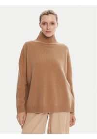 Weekend Max Mara Golf Borgia 2525366112 Beżowy Relaxed Fit. Typ kołnierza: golf. Kolor: beżowy. Materiał: wełna