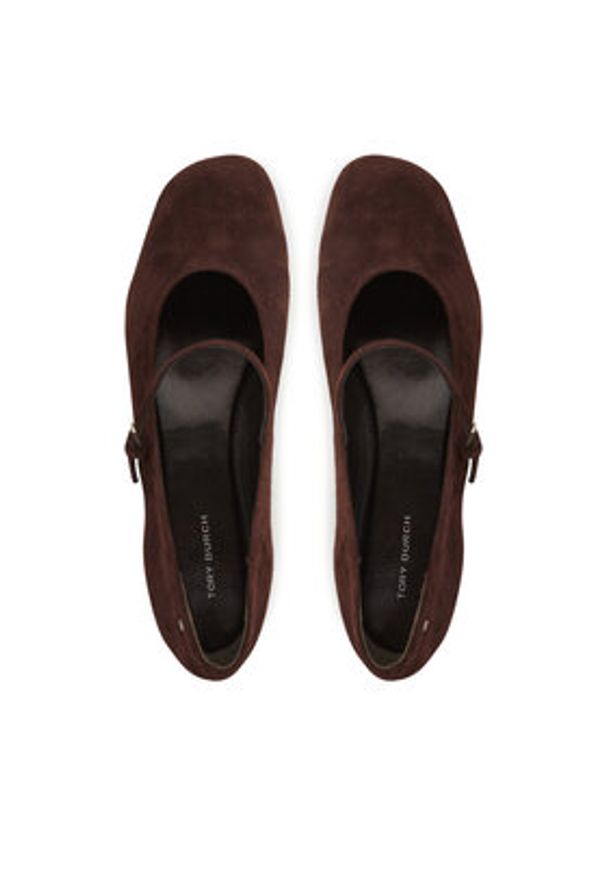 Tory Burch Baleriny 166106 Brązowy. Kolor: brązowy. Materiał: zamsz, skóra