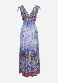 Born2be - Niebieska Sukienka Boho na Lato ze Sznurkami na Ramionach i Gumką w Talii Aharleta. Kolor: niebieski. Sezon: lato. Styl: boho #7