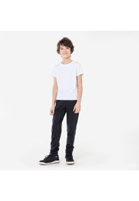 DOMYOS - Spodnie dresowe dla dzieci Domyos. Kolekcja: plus size. Kolor: czarny. Materiał: materiał, poliester, elastan. Sport: joga i pilates
