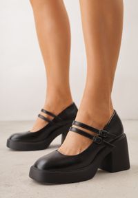 Renee - Czarne Półbuty w Stylu Mary Jane na Słupku i Platformie Arnlan. Okazja: na co dzień. Zapięcie: pasek. Kolor: czarny. Wzór: gładki. Obcas: na platformie. Styl: casual, retro, elegancki #9