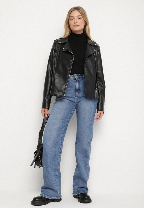 Born2be - Niebieskie Jeansy z Wiskozą z Wysokim Stanem i Szerokimi Nogawkami Isozela. Okazja: na spacer. Stan: podwyższony. Kolekcja: plus size. Kolor: niebieski. Styl: klasyczny, elegancki