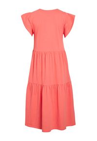 Vila Sukienka codzienna Summer 14087542 Koralowy Loose Fit. Okazja: na co dzień. Kolor: pomarańczowy. Materiał: syntetyk, bawełna. Typ sukienki: proste. Styl: casual #3