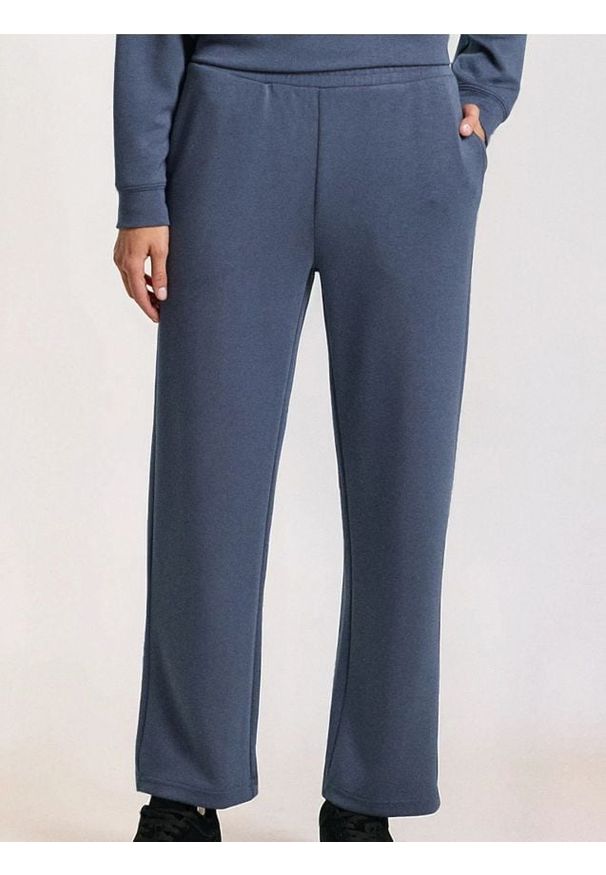 Sinsay - Spodnie z miękkiej dzianiny Soft Touch z dodatkiem wiskozy - niebieski. Kolor: niebieski. Materiał: wiskoza, dzianina