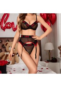 Intica - Komplet bielizny z napisem LOVE ultracienki Ingelise. Kolor: czarny. Materiał: materiał, skóra. Długość: krótkie. Wzór: napisy #7