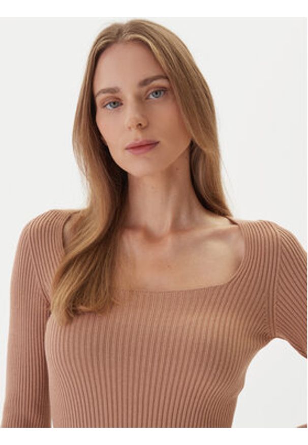 Kontatto Sweter 3M0830C Beżowy Slim Fit. Kolor: beżowy. Materiał: syntetyk