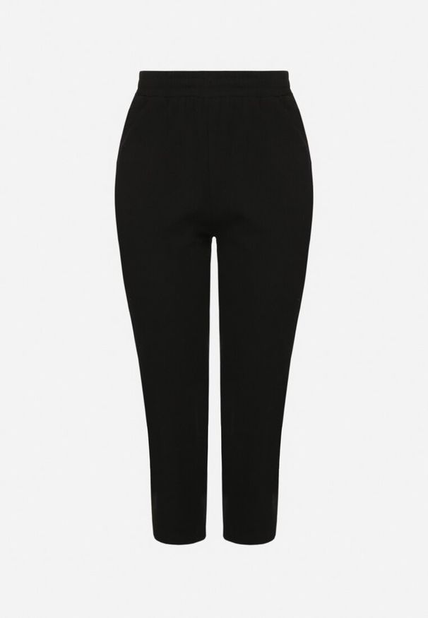 Born2be - Czarne Klasyczne Spodnie Bawełniane z Gumką w Pasie Olozi. Okazja: na co dzień. Kolekcja: plus size. Kolor: czarny. Materiał: bawełna. Styl: klasyczny