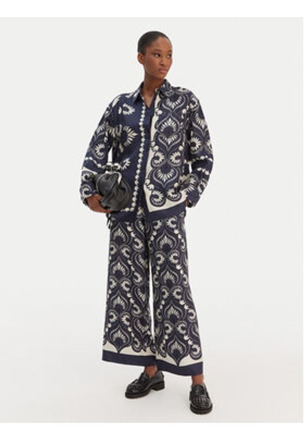 Weekend Max Mara Spodnie materiałowe Ottico 2615131011 Granatowy Wide Leg. Kolor: niebieski. Materiał: jedwab