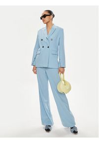 MSGM Spodnie materiałowe 3441MDP16 237200 Błękitny Relaxed Fit. Kolor: niebieski. Materiał: wełna #4