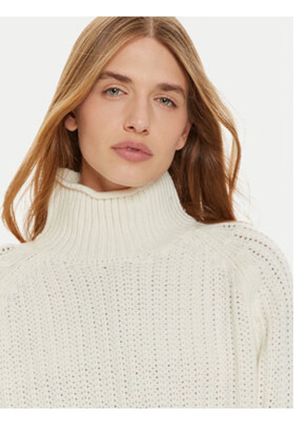 TOMMY HILFIGER - Tommy Hilfiger Golf WW0WW44111 Écru Regular Fit. Typ kołnierza: golf. Materiał: wełna