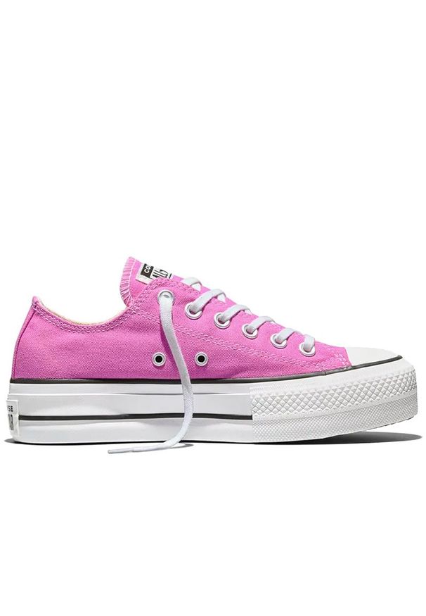 Buty damskie Converse Chuck Taylor All Star Lift Platform A16104C - różowe. Zapięcie: sznurówki. Kolor: różowy. Materiał: materiał. Szerokość cholewki: normalna. Obcas: na platformie. Styl: sportowy, klasyczny, elegancki