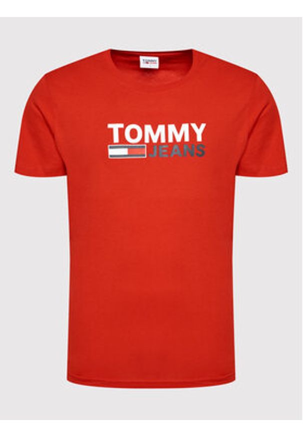 Tommy Jeans T-Shirt Corp Logo DM0DM15379 Czerwony Regular Fit. Kolor: czerwony. Materiał: bawełna