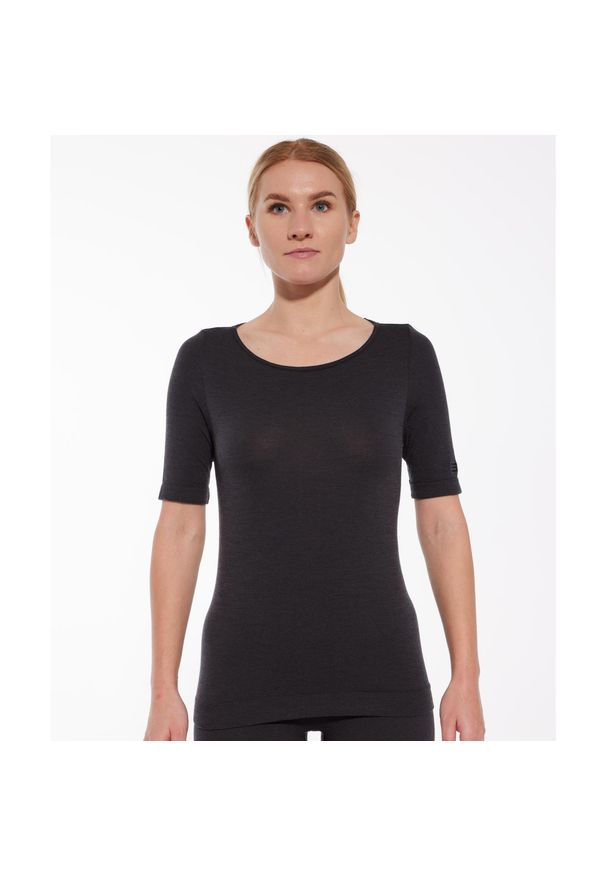 Koszulka damska z krótkim rękawem Brubeck JOGA MERINO. Kolor: szary. Długość rękawa: krótki rękaw. Długość: krótkie. Sport: joga i pilates
