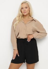 Born2be - Czarne Szorty z Wiskozą i Wiązaniem Sarumia. Okazja: na co dzień. Kolor: czarny. Materiał: wiskoza. Sezon: lato. Styl: casual #6