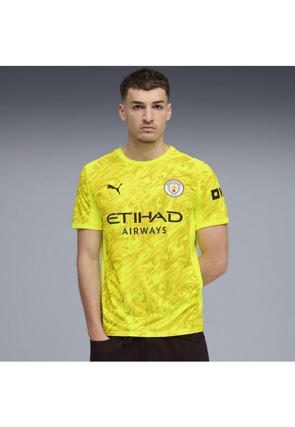Puma - Męska koszulka bramkarska Manchester City 25/26 PUMA Yellow Alert. Kolor: żółty. Materiał: tkanina. Sport: piłka nożna