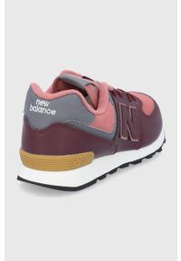 New Balance Buty skórzane dziecięce GC574PX1 kolor bordowy. Nosek buta: okrągły. Zapięcie: sznurówki. Kolor: czerwony. Materiał: skóra. Model: New Balance 574 #4