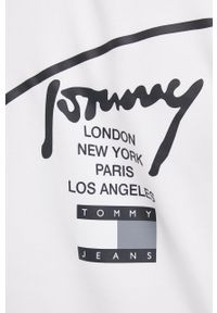 Tommy Jeans bluza męska kolor biały z nadrukiem. Kolor: biały. Materiał: materiał, włókno, dzianina. Wzór: nadruk