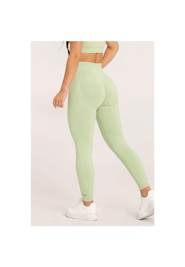 GYM GLAMOUR - Legginsy fitness damskie Gym Glamour push up 2.0. Kolor: zielony, wielokolorowy, żółty. Sport: fitness