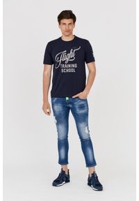 Aeronautica Militare - AERONAUTICA MILITARE Granatowy bawełniany t-shirt męski, Rozmiar XXL. Kolor: niebieski. Materiał: bawełna. Długość rękawa: krótki rękaw. Długość: krótkie