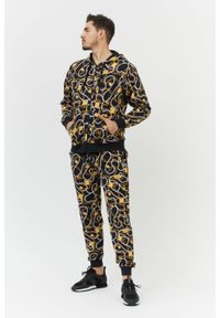 MOSCHINO Rozpinana bluza męska w złote łańcuchy, Rozmiar S. Typ kołnierza: kaptur. Kolor: czarny. Materiał: prążkowany